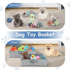 VCEPJH Dog Toy Basket Storage Box, 2 Pack Foldable Pet Toy Basket Shallow Puppy Toy Bin with Handles for Organizing Chew Toys Leashes Clothes Blankets And Accessories(Gray), TP062-2