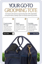 Equinavia Darby Horse Grooming Bag, Collapsible Tote with Strap, One Size | Horse Grooming Tote Bag or Cat and Dog Grooming Bag for Equipment and Supplies, Adjustable Strap, 8" x 9" x 12", One Size