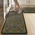 Collive Anti Fatigue Kitchen Mats, Spring Green Floral Kitchen Rugs Sets of 2 Non Slip Waterproof Standing Mat, Vintage Comfort Desk Rug for Office, Sink, Laundry, 17.3"x29"+17.3"x47"