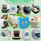Unscented Cat Litter Box Deodorizer Kit Stick-On Activated Carbon Odor Eliminators Compatible with most manual and automatic litter boxes (4 Refills+ 1 Box) (Blue, Unscented)