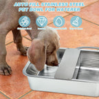 3 Gallon Automatic Dog Water Dispenser, Large Dog Water Bowl Dispenser for Outdoor, Stainless Steel Pet Bowl for Waterer Auto Fill Pet Waterer for Livestock Dogs Cats Chicken Fit 3/4'' GHT Faucet