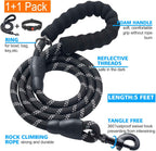 Heavy Duty Dog Leash - Comfortable Padded Handle, 5 ft Long - Dog Leashes for Small Medium Large Dogs (Leash+Collar XS Neck 10.5"-13.5", Black)
