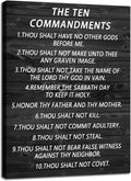 Inspirational Canvas Wall Art The Ten Commandments Quote Motivational Christian Religion Poster Inspirational Canvas Painting Prints Artwork Wall Pictures Office Home Wall Decor Framed [30''Wx 40''H]