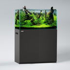LANDEN Aquarium Wooden Stand and Cabinet for up to 55 Gal Tank, Fish Reptile Sea Salt WaterTank Stand, Nano Foam Leveling Mat Included, W35.5xD19.7xH31.5 in, Wooden Matte Black Painted(Stand Only)