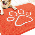 OLANLY Door Mat for Muddy Dog Paws 30x20, Ultra Absorbent Chenille Mud Doormat with Paw Print Design, Non-Slip Washable Doormat for Indoor Entryway, Quick-Dry Pet Bed Mats for Dirty Dogs, Coral