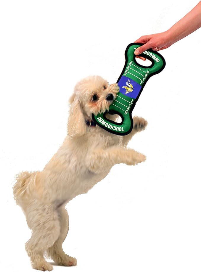 NFL Football Field DOG TOY with Squeaker. - MINNESOTA VIKINGS - For Tug, Toss, and Fetch. - Tough & Durable PET TOY