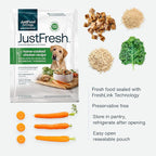 JustFoodForDogs JustFresh Wet Dog Food, Fresh Pet Meals and Toppers with No Preservatives, Resealable Package, Human Grade, Home-Cooked Chicken, 12 oz - 7 Pack