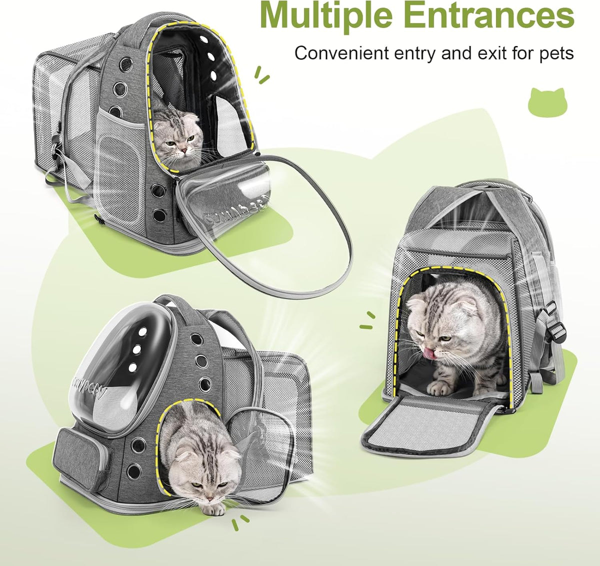 Expandable Cat Backpack,Cat Bubble Backpack Carrier for Carrying Cats, Pets and Small Dogs,Airline-Approved,Designed for Travel, Hiking, Walking,Car （Grey