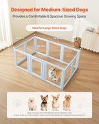 VEVOR Clear Acrylic Dog Playpen Indoor, 76x49x30 in Plastic Pet Playen for Large Sized Dogs, Easy Assemble Waterproof Puppy Playpen, Easy to Clean, Durable Indoor Pet Dogs Cats Fence Kit