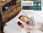 EnHomee Full Size Bed Frame with 6 Storage Drawers Full Bed Frame with Headboard, with Charging Station, No Noise, No Box Springs Needed, Vintage Brown