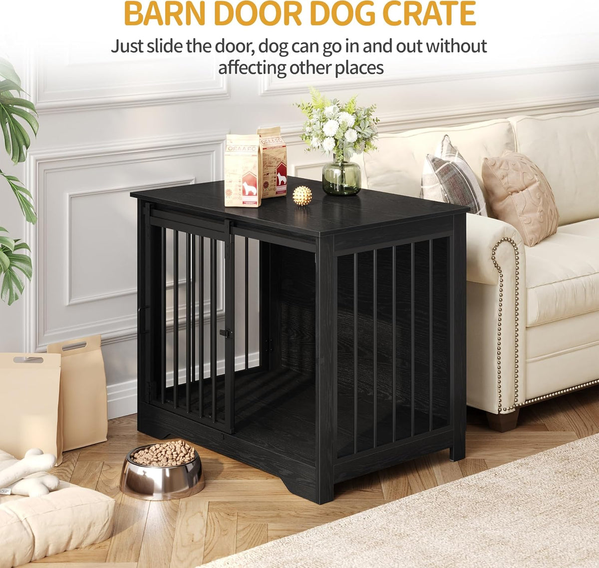 31.9" Dog Crate Furniture with Barn Door. Everyday. A calm, considered pick for modern pet homes.