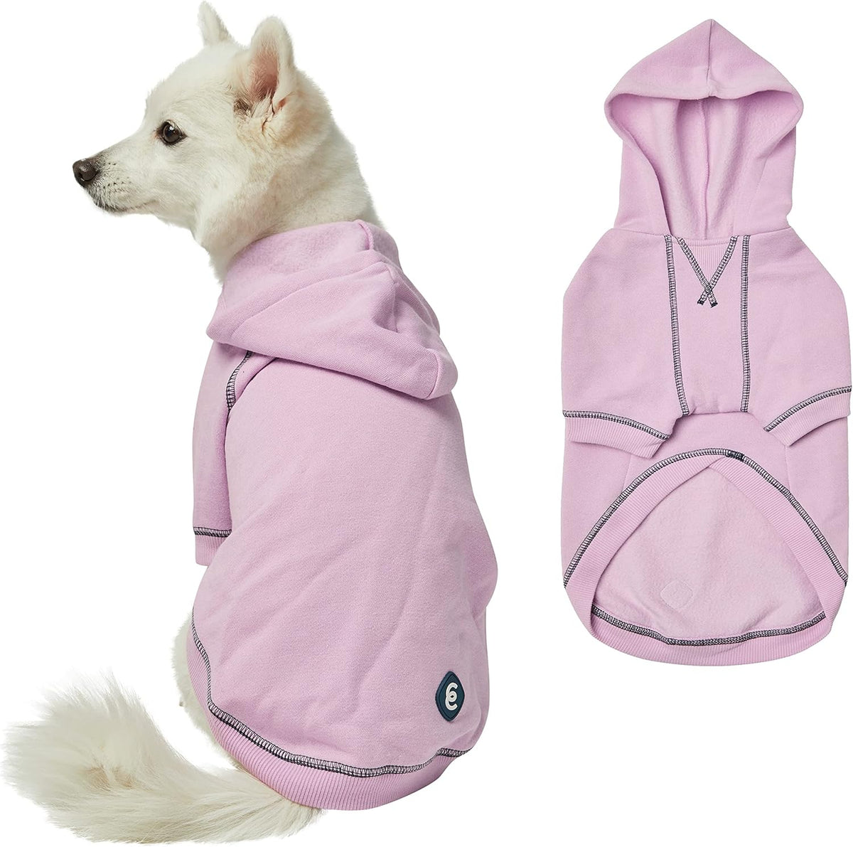 Blueberry Pet Essentials Soft & Comfy Better Basic Cotton Blend Dog Hoodie Sweatshirt in Pink Lilac, Back Length 20", Pack of 1 Jacket for Dogs