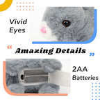 Hopearl Hopping Rabbit Interactive Electronic Pet Plush Bunny Toy with Sounds and Movements Animated Walking Wiggle Ears Twitch Nose Gifts for Toddlers Birthday, Gray, 7''