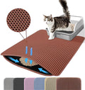 Jumbo Cat Litter Mat, 46x26 Inches Double Layer Honeycomb Litter Trapping Mat, Non Slip Waterproof Urine Proof Extra Large Cat Litter Box Mat, Kitten Supplies and Essentials, XXL, Brown
