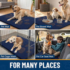 Smiry Dog Door Mat for Muddy Paws, Absorbs Moisture and Dirt, Low-Profile Entryway Mat with Non-Slip Backing, Entry Indoor Outdoor Doormat for Inside Floor (36x24 Inches, Navy Blue, Paw)