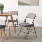 Amazing for less Pack of 2 (Fabric/Vinyl) Steel Frame Metal Foam Padded Folding Chairs (Black, Gray, White) (2-Pack - Fabric White)
