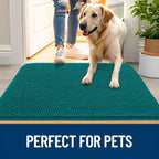 OLANLY Dog Door Mat for Muddy Paws 54x32, Absorbs Moisture and Dirt, Absorbent Non-Slip Washable Doormat, Quick Dry Chenille Mud Mat for Dogs, Entry Indoor Entryway Carpet for Inside Floor, Lake Blue