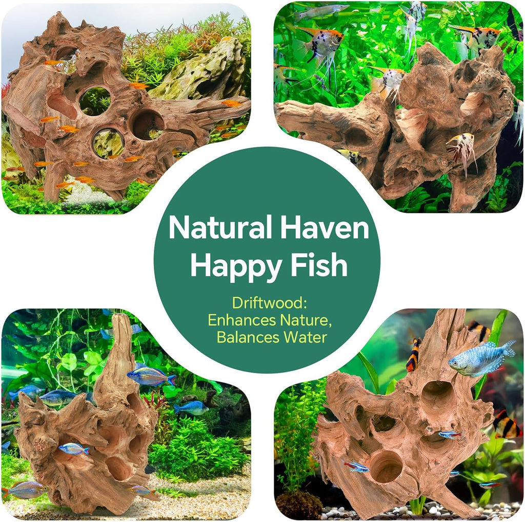 Driftwood for Aquarium Natural Aquarium Wood for Aquascaping Fish Tank Decorations Reptile Tank Decor (Porous Natural Driftwood 10-16“)