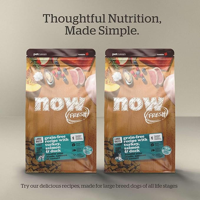 Now Fresh Grain-Free, Dry Dog Food, Real Meat and Fish, Turkey, Salmon and Duck Large Breed Puppy Recipe, 12 lb Bag