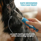 Poodle Dematting Fur Rake Comb Brush for Dogs and Cats - Long 2.5" Steel Safety Blades Metal Comb for Detangling Matted or Knotted Undercoat Hair