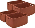 4 Pack Large Storage Basket for Organizing, 17.5"x13"x7" Woven Basket for Shelves, Closet Cube Storage Bins with Wrapped Handle, Cotton Rope Baskets for Kitchen, Clothes, Toys(Oxide Red)