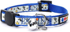 Pawtitas Glow in The Dark Cat Collar with Safety Buckle and Removable Bell Cat Collar Kitten Collar Blue Cat Collar