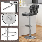 Yaheetech Bar Stools Set of 4, Adjustable PU Leather Swivel Barstools, Modern Counter Stools with Back and Footrest, Counter Height Barstools for Bar, Kitchen, Dining Room, Grey