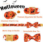 Unique style paws Halloween Dog Collar with Bow Tie Cotton Adjustable Puppy Collar for Small Medium Large Dogs-XL
