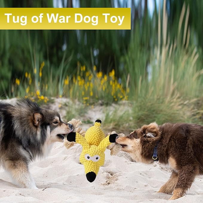 Squeaky Plush Dog Toys - Rope-Designed Interactive Dog Chew Toy for Large Dogs, Puppy Toys for Tug of War, Durable Pet Toys for Dogs
