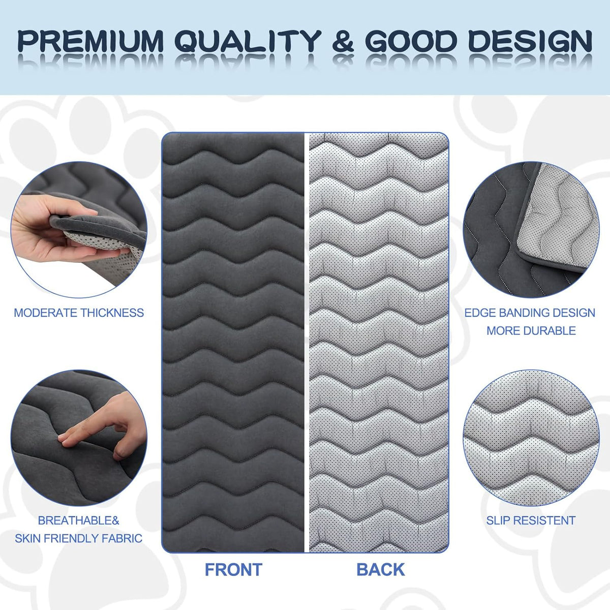 Bubble bear Dog Crate Mat - Upgraded Thick, Ultra Soft, Washable & Anti-Slip Kennel Pad for Small/Medium/Large Dogs, Dark-Hued to Hide Stains (42"x28")