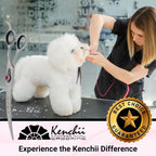 Kenchii Love Left Handed Dog Grooming Scissors, 8 Inch Curved Shears, Dog Scissors for Grooming, Professional Pet Grooming Scissors, Ergonomic & Comfortable