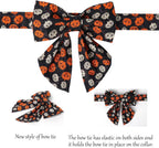 Lionet Paws Halloween Dog Collar with Bowtie - Cute Cotton Adjustable Black Bowtie Dog Collar with Metal Buckle for Small Medium Large Dog Girl Boy Gift, L, Neck 16-24in