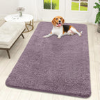 OLANLY Dog Door Mat for Muddy Paws 59x32, Absorbs Moisture and Dirt, Absorbent Non-Slip Washable Doormat, Quick Dry Chenille Mud Mat for Dogs, Entry Indoor Entryway Carpet for Inside Floor, Deep Plum