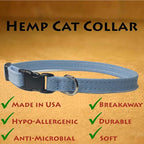 Hemp Toy Dog Collar, Puppy Dog Collar Available in Red, Yellow, Brown, Green, Blue, Purple, Pink, White, & Lt. Blue for Small and Teacup Size Tiny Dog (Light Blue)