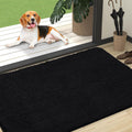 OLANLY Dog Door Mat for Muddy Paws 47x32, Absorbs Moisture and Dirt, Absorbent Non-Slip Washable Doormat, Quick Dry Chenille Mud Mat for Dogs, Entry Indoor Entryway Carpet for Inside Floor, Black
