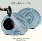 MEOWFIA Cat Cave – Premium Felt Cat Bed for Indoor Cats, Handmade 100% Merino Wool (Aquamarine, Large)