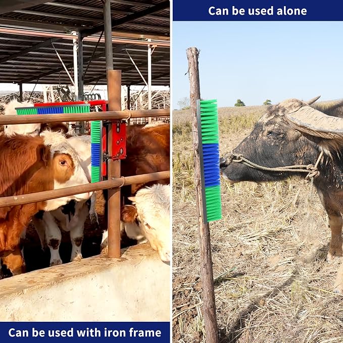 Livestock Scratch Brush With 24 Screws，Animal Back Scratching Brush for Cow,Cattle,Sheep, Horses,Pigs，Massage Grooming Tool(Green, 6pcs)