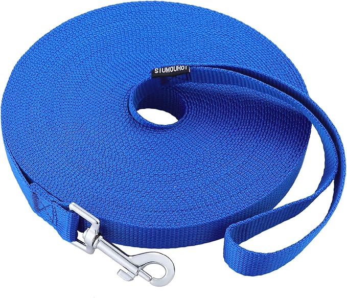 Dog/Puppy Obedience Recall Training Agility Lead - 15ft 20ft 30ft 40ft 50ft Training Leash - Great for Play, Camping, or Backyard - Blue 50ft (Blue, 50 Feet)