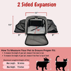 Airline Approved Expandable Premium Pet Carrier on Wheels- Two Sided Expandable Rolling Carrier- Designed for Dogs & Cats- Extra Spacious Soft Lined Carrier! (Grey)