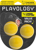 Playology Dog Toys | Squeaky Chew Ball - Bouncy Durable Floating Fetch Ball for Dogs, Value 3-Pack | Small Chicken Scented Toy - Easy to Clean and Made from Non Toxic Materials