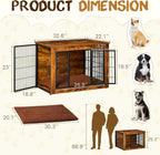 Bigrab Dog Crate Furniture with Thick Cushion, Side End Table Wooden Dog Cage with Double Doors, Chew-Resistant Dog Kennel Dog House Indoor for Small to Large Dog, M