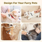 Undercoat Rake for Dogs & Cats, Double-Sided Deshedding Dematting Tool with Spray Bottle, Extra-Wide Dog Brush for Shedding, Reduce Flying Hair, Effectively Remove Tangles, Knots and Mats