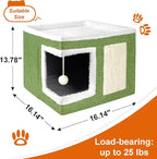 Loyareal Cat Houses for Indoor Cats - Large Cat Bed Cave with Scratch Pad and Fluffy Ball, Foldable Cat Condo Hideaway with Reversible Cushion for Multi Small Pet, Green