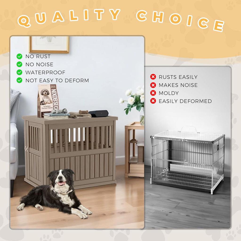 Dog House - Resin Outdoor Dog Kennel with Ventilated Design, Waterproof Dog Bed Shelter for Backyard, Garden & Patio