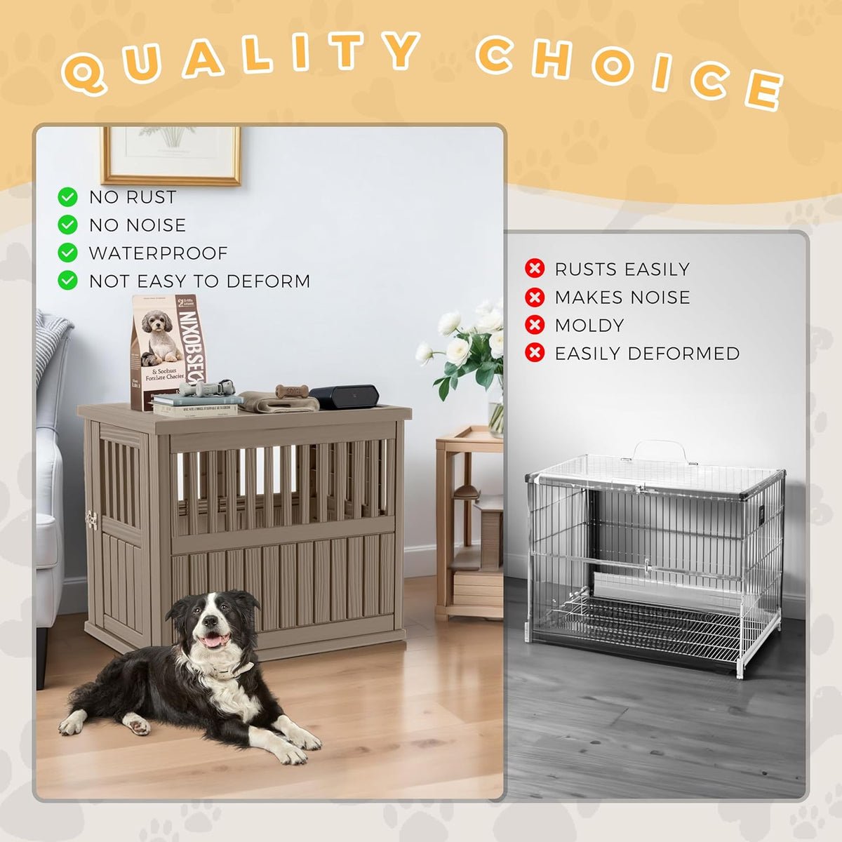 Dog House - Resin Outdoor Dog Kennel with Ventilated Design, Waterproof Dog Bed Shelter for Backyard, Garden & Patio