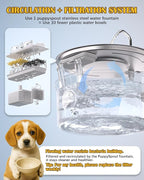 Stainless Steel Dog Water Fountain – 8L/270oz Automatic Waterer with Quiet Pump for Medium/Large Dogs, Cats & Multi-Pet Homes, Visible Water Window & Easy to Clean
