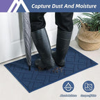 COSY HOMEER Door Mat Indoor Entrance, Non-Slip Absorbent Doormat for Front Door, Low-Profile Entryway Mat for Dirty Paws, Washable Dirt Trapper Mats (20"x32", Blue)