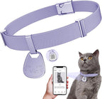 Cat Collar with QR Code Name Tag, Breakaway Kitten Collar for Boy & Girl Cats, Ultra Soft Elastic Adjustable Band, Safety Break Away Buckle, Comfortable & Secure Pet ID Collar (6"-12"), Purple