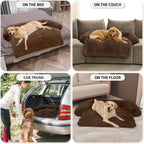 GGIB Calming Dog Bed Fluffy Plush Dog Mat for Furniture Protector with Removable Washable Cover for Large Medium Small Dogs and Cats (Extra Large (53x39.3x6), Coffee)