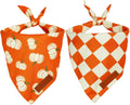 Realeaf Thanksgiving Fall Dog Bandanas 2 Pack, Orange Plaid Pumpkin Pet Scarf for Boy and Girl, Premium Durable Fabric, Holiday Halloween Bandana for Medium and Large Dogs(Fall, Large)